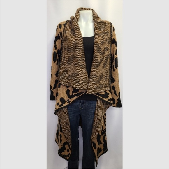 Calvin Klein Sweater Duster Cardigan Zebra Leopard - Picture 3 of 14